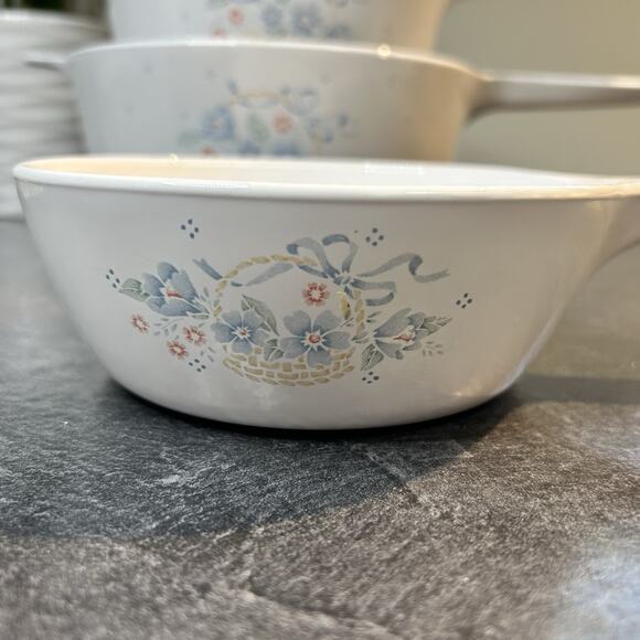 CorningWare Country Cornflower S-2.5-B, S-1.5-B, S-81-B Set Pots & Pans CLEAN! - Picture 2 of 14